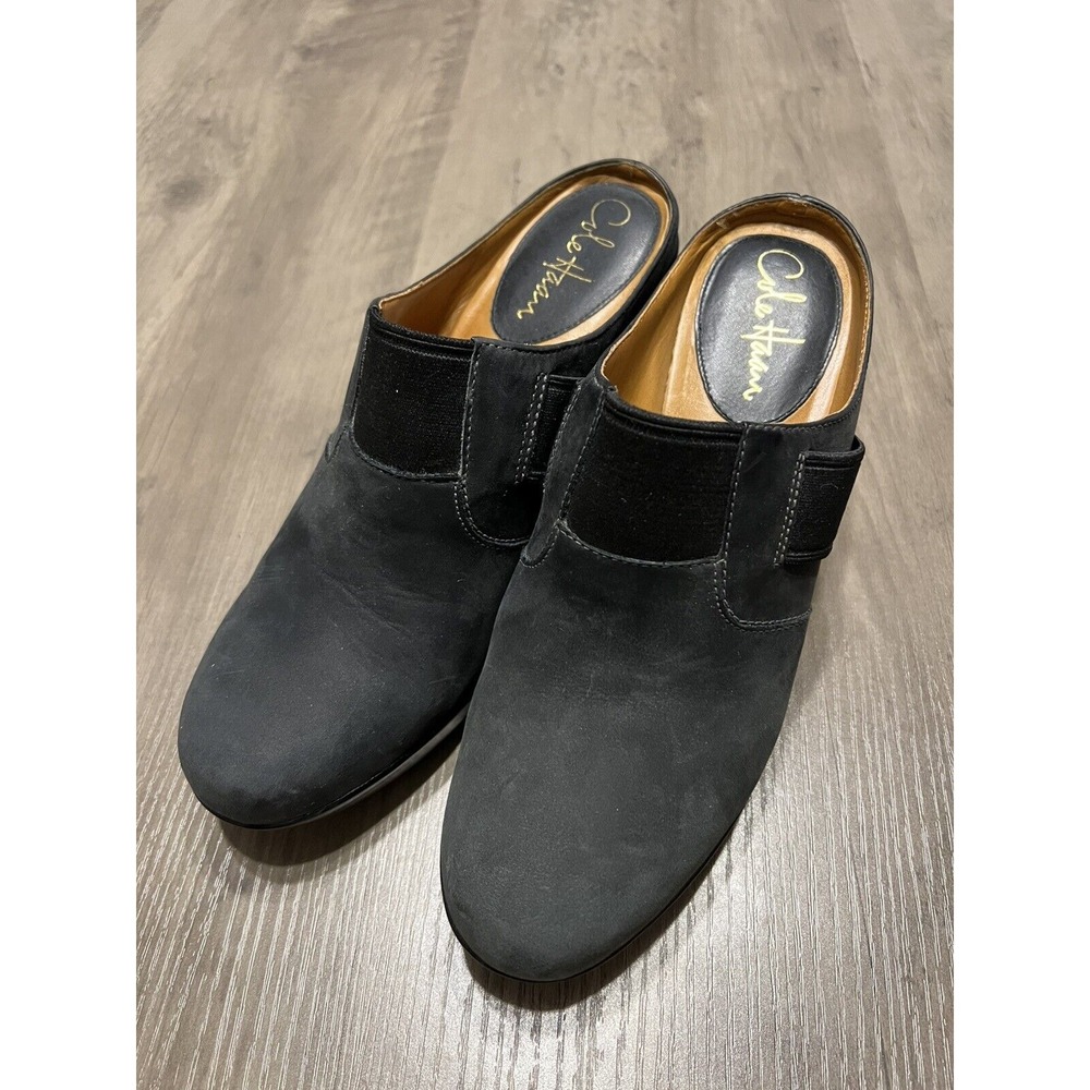 Women's Cole Haan Mules Clogs Wedges Sz 7 Blue Nubuck Leather‎ Excellent Cond!